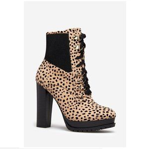 Bootie Cheetah Lace up Booties Winter Fall